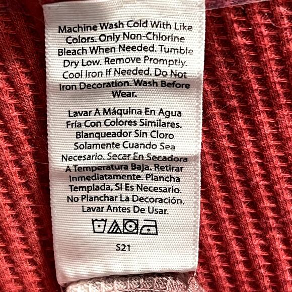 Terra & Sky Tie Dye Waffle Knit Top Long Sleeve Size 14W (0X) Red Gold Burgundy - Picture 10 of 11